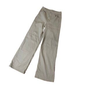 H&M Divided Tan Wide Leg Denim Jeans Chino's Pants Size 6 Stretch